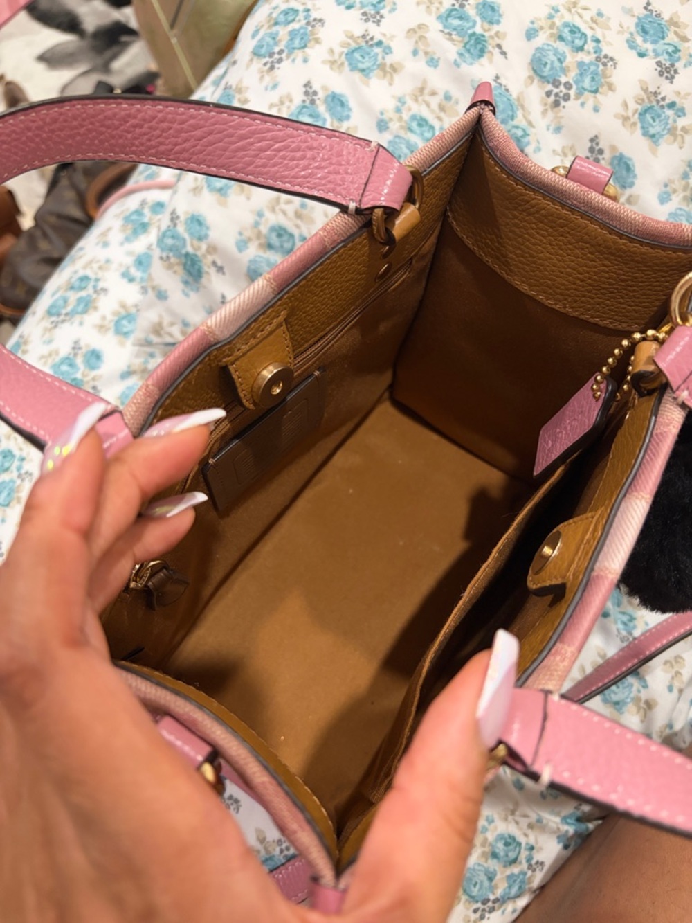 Coach Dempsey Signature Jacquard Mini Satchel (Pink) - Picture 8 of 17